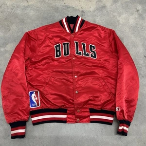 Vintage 90s Chicago Bulls Starter Sayin Embroidered Snap Jacket Kids Size L READ - Picture 1 of 16