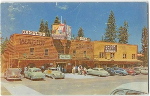 WAGON WHEEL SALOON Roadside LAKE TAHOE, CA Stateline, NV Casino Postcard 1940s - Picture 1 of 2