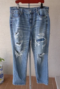 American Eagle AE Womens Size 16 Jeans High Rise Tomgirl Distressed Trashed - Picture 1 of 14