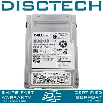 Dell FH1W9 / KIOXIA Toshiba KPM6WRUG3T84 3.84TB 2.5 12Gbps RI 1DWPD SED FIPS SSD - Image 1 of 3