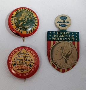Vintage Pin & Tin Tab Lot March of Dimes Fight Infantile Paralysis - Picture 1 of 4