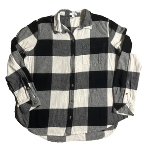 Camisa Sonoma Goods for Life blanca y negra a cuadros búfalo a cuadros para mujer grande informal - Imagen 1 de 14