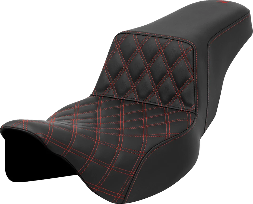 Asiento de gel extendido Saddlemen Step Up Red Lattice para Harley Touring 2008-2024 Foto 1 de 1