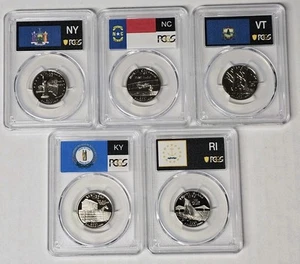 2001-S Clad Proof State Quarter Set 5 Coins PCGS PR70 DCAM State Flag Ships Free - Picture 1 of 7