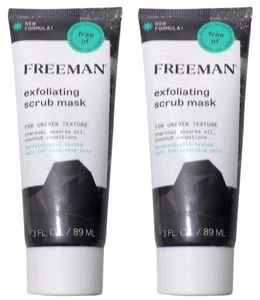 Freeman EXFOLIATING SCRUB MASK For Uneven Texture Charcoal & Coconut 3 FL OZ Set - Picture 1 of 3