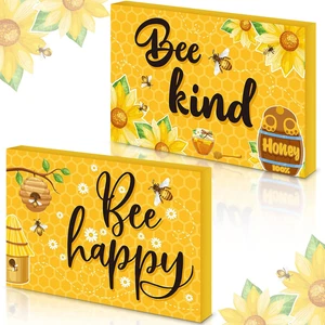 2 Stück Biene Holzschild Sommerkind Bienenschild rustikal Wanddeko Holz Bauernhaus W - Bild 1 von 7