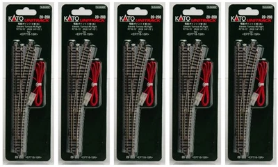 Set of 5 KATO N Gauge 20-203 Unitrack Electric Turnout #6 Right Hand New - Image 1 of 4