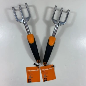 Set 2 Fiskars 3 Prong Cultivator Ergo Handle Garden Tool 12.5" Lifetime Warranty - Picture 1 of 10