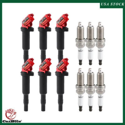 Paquete de 6 bujías y 6 bobinas de encendido UF592 para BMW 535i 2011-2016 3,0 L Foto 1 de 4