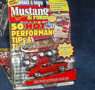 ROAD CHAMPS 1969 FORD MUSTANG BOSS 302 RED REAL SCAN TIRES 1/43 O Scale - Image 1 of 4