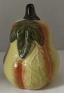 Ceramic Pumpkin Fall Decor Thanksgiving Harvest Tan Green Brown - Picture 1 of 6