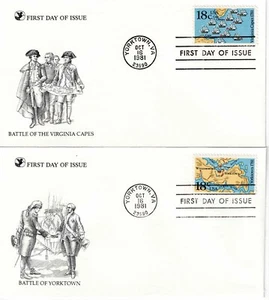 US Scott #1937-38, First Day Covers 10/16/81 Yorktown Single Bicentennial - Picture 1 of 1