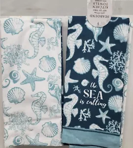 Set di 2 diversi asciugamani jumbo (18""x28"") SEALIFE, CAVALLUCCIO MARINO E STELLE MARINE, Seabound - Foto 1 di 12