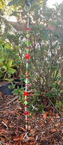 "Cuentas de vidrio boho de Navidad de Navidad Ventana Patio Porche Rojo Verde 13,7" - Imagen 1 de 4