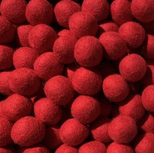 3.5 - 4cm Red Colour Felt Balls - Handmade Felt Wool Pompom DIY Crafts Supplies - Picture 1 of 4