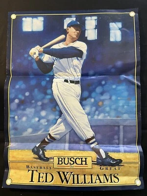 Póster de béisbol Ted Williams 1988 Busch Beer deportes beber equipo de los Medias Rojas de Boston Foto 1 de 4