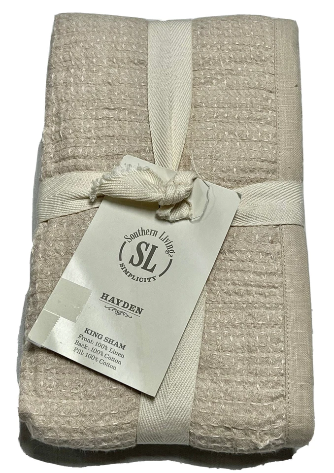 Southern Living Hayden One King Sham Lino Algodón 20x36 Humus Beige Nuevo Foto 1 de 4