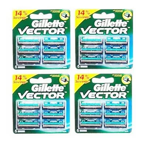 Gillette Vector Cartridges 24 Blades Blade Fits Contour Atra Plus Refil Fre Ship - Picture 1 of 3