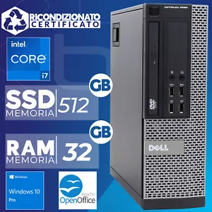 PC Computer Desktop DELL SFF i7 Ram 32GB SSD 512GB DVD Win 10 (Ricondizionato) - Imagen 1 de 5