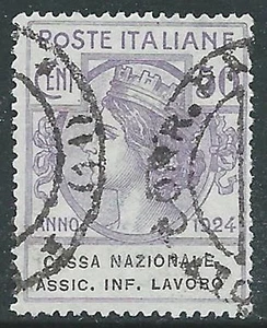 1924 REGNO ENTE PARASTATALE USATO CASSA NAZIONALE ASSIC INF LAVORO 50 CENT R40 - Picture 1 of 1