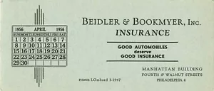 Beidler Bookmyer Insurance Manhattan Building 4th Walnut aprile 1956 blotter inchiostro - Foto 1 di 2