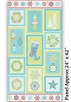 Silver Mistletoe Snowmen by Benartex Christmas Fabric 23" Panel  #0845M