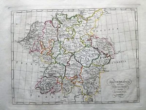 1819 Bartolomeo Borghi Mappa La Germania divisa ne suoi Circoli Deutschland - Picture 1 of 2