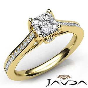 Anillo de compromiso de canal de clavija estilo enrejado de diamantes Asscher GIA F VVS2 1,01 Ctw - Imagen 1 de 7