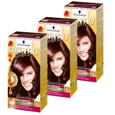 3 x Schwarzkopf Country Colors Intensivtönung 75 Madagasgar Rotschwarz