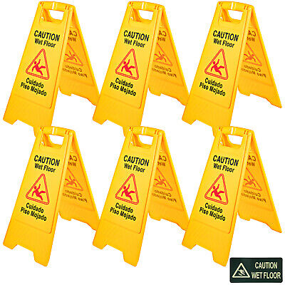 VEVOR 6x Wet Floor Warning Sign Safety Caution Board Bilingual Floor Stand Signs • 38.29$
