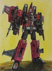 Transformers Decepticon Jet THRUST Original Fan Artwork Watercolor - Bild 1 von 1