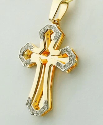 14K Yellow Gold Pendant Cross with Diamonds - Image 1 of 4
