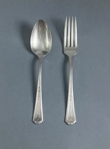 Oneida Community Tudor Plate 1946 QUEEN BESS I Soup Spoon Fork Set 2 Pieces - Imagen 1 de 7