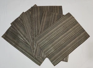 Trendex Home Set of 6 Fabric Golden Brown Stripe Place Mats 18"x13" - Picture 1 of 8