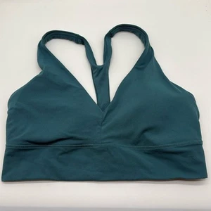Athleta Transcend Plunge Sports Bra Blue Green Size Medium - Picture 1 of 3