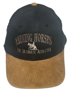 VTG Reining Horse Ball Cap Hat BLK Cotton Crown Tan Suede Bill RARE FREE SHIP - Picture 1 of 9