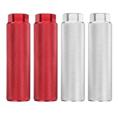 2 Pairs Aluminum Bike Pegs Anti-Skid for 3/8" Axles,Red & Silver - Image 1 of 4