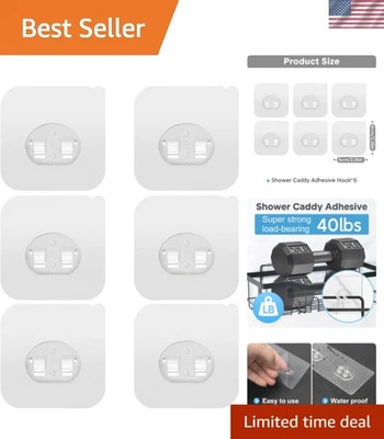 Paquete de 6 ganchos adhesivos impermeables para carrito de ducha - fuertes y sin necesidad de perforación Foto 1 de 4