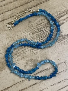 Designer Signed 925 TGGC chain faceted Blue bead gemstone necklace 22” - Picture 1 of 3