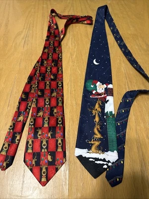 Hallmark Yule Tie Greetings and Holiday Traditions  Men Neck Tie Lot of 2 - Image 1 of 4