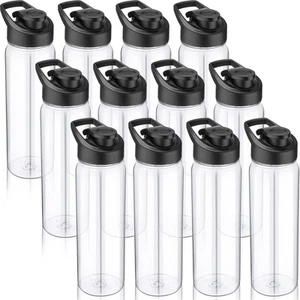 12 Pcs 24 OZ Water Bottles Bulk Reusable Plastic Sports Bottles Pack Portable... - Picture 1 of 6