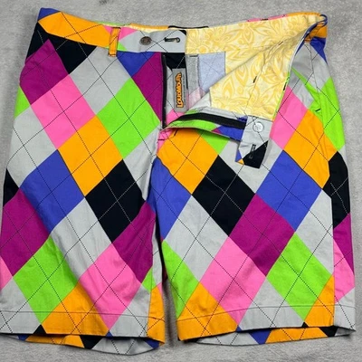 Pantalones Cortos de Golf Loudmouth Patrón Argyle Colorido Novedad Funky Talla 38 Foto 1 de 4