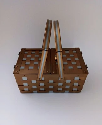 Vtg 1950s Dorset Rex 5th Ave Basket Purse With Original Compact Lipstick Comb - Image 1 of 4