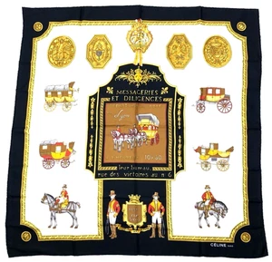 Céline Silk Scarf Messagerie et Diligence Coach 100% Silk Made in Italy  - Picture 1 of 12