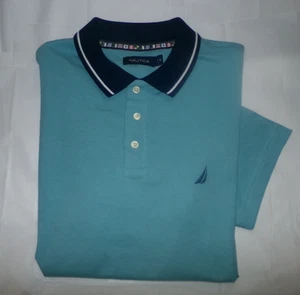 NWT MENS COTTON NAUTICA POLO SHIRT~BLUE~SZ LARGE - Picture 1 of 1