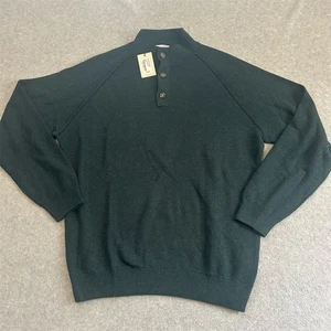 Peter Millar Sweater Mens Large Green Parkway Mock Neck Merino Wool Pullover - Picture 1 of 8