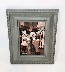 Parchi Disney icona Topolino in rilievo 5"x7" legno grigio cornice portafoto casale - Foto 1 di 8