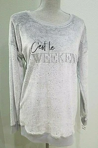 Damen Jenni Loungewear Plüsch Pullover Oberteil "C'est le Weekend" Gr. Small Neu - Bild 1 von 7