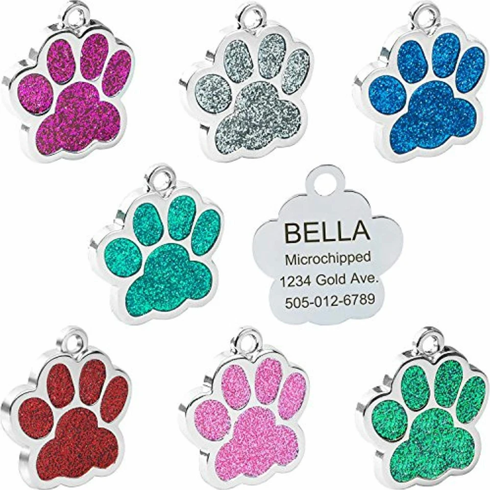 Stainless Steel - Glitter Paw Pet ID Tags, Dog Tags, Pet Tags - Image 1 of 1