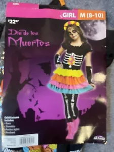 NWT Girls Medium (8-10) * DIA DE LOS MUERTOS * Day of the Dead Costume - Picture 1 of 6
